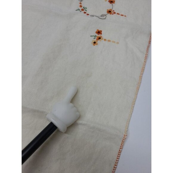 Vintage Hand Made Embroidered Linen Tablecloth and 4 Napkins Orange Floral - Picture 5 of 10